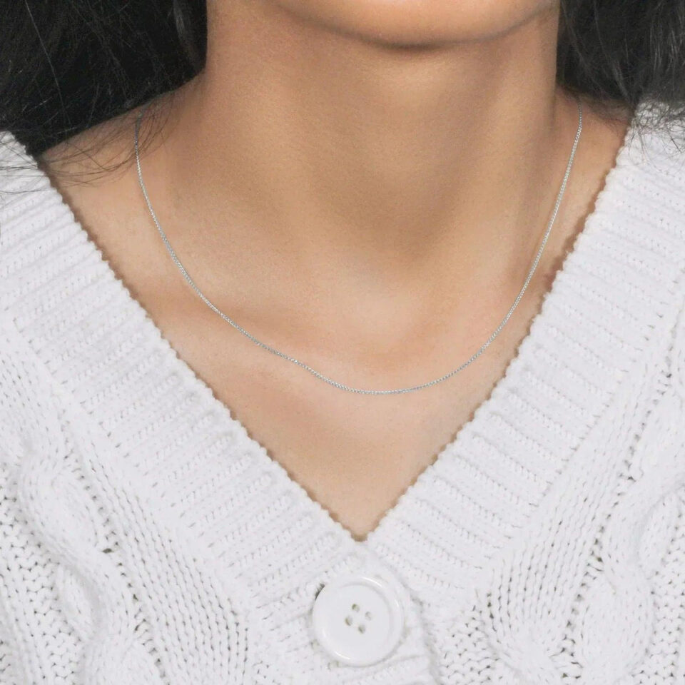 14K White Gold Wheat Round Chain 0.60mm
