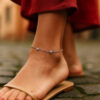 14K White Gold Round Cubic Zirconia Anklet