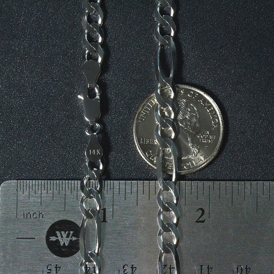 14K White Gold Figaro Chain 6.00mm
