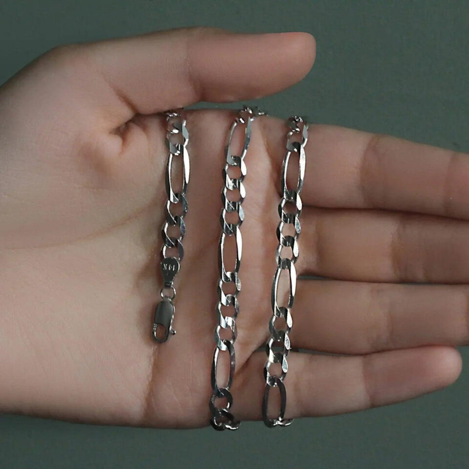 14K White Gold Figaro Chain 6.00mm