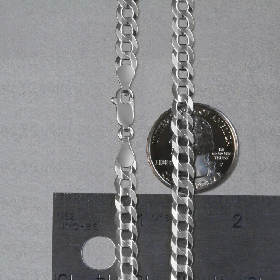 5.70mm curb chain in solid 14K white gold, view 6