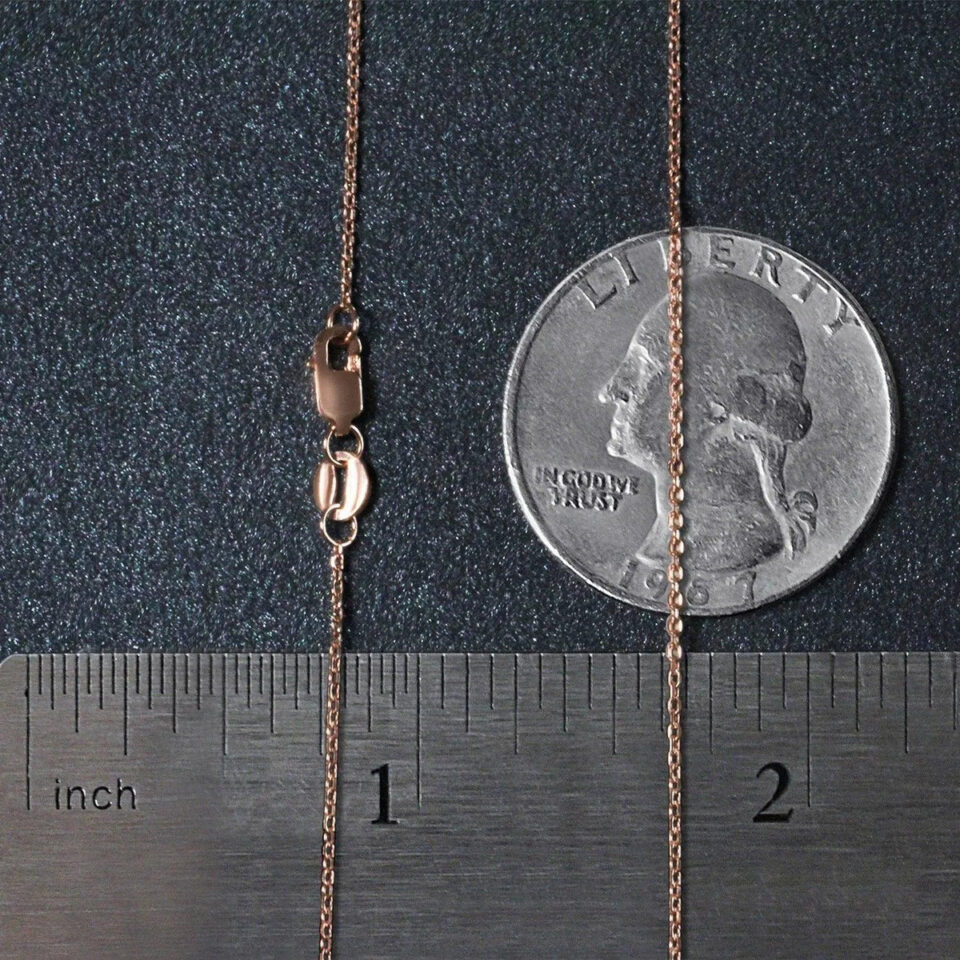 Rose Gold Diamond-Cut Cable Link Chain, 0.87 mm