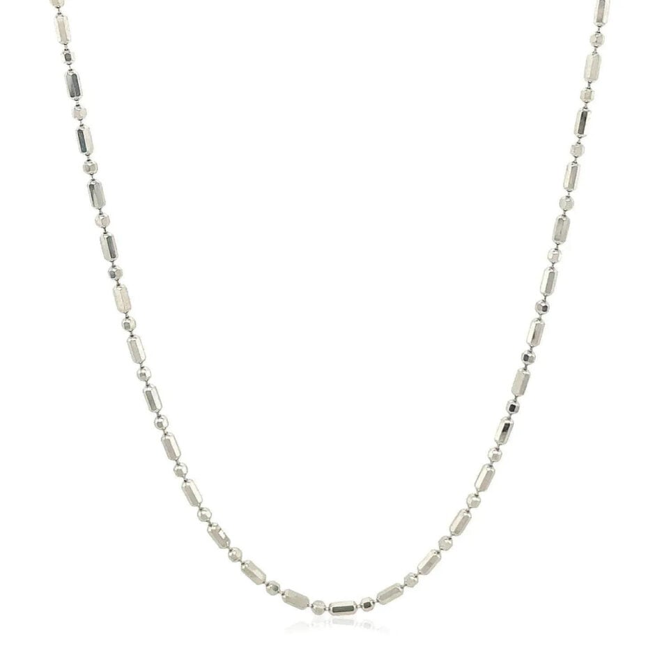 14K White Gold Bead Chain 1.30mm
