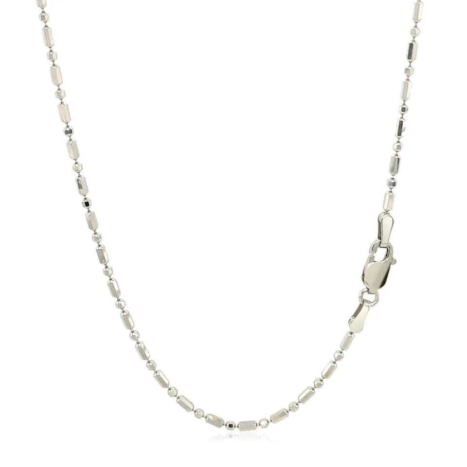 14K White Gold Bead Chain 1.30mm