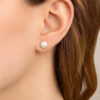 14K Yellow And White Gold Pearl Stud Earrings 8mm