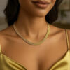 Fancy polished necklace in solid 14K yellow gold, view 5