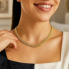 Fancy polished necklace in solid 14K yellow gold, view 6