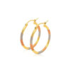 14K Tri-Colour Gold Textured Hoop Earrings