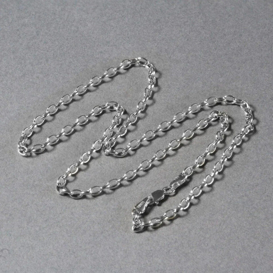14K White Gold Rolo Oval Chain