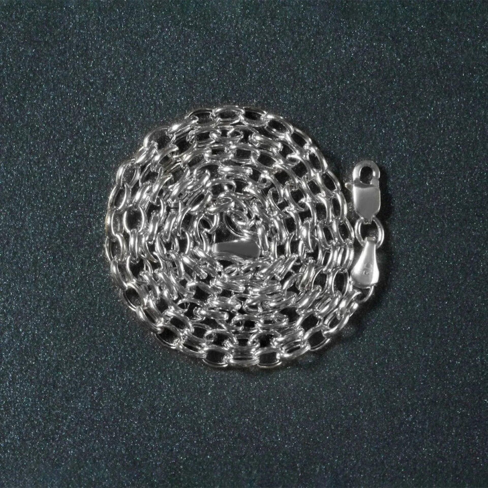 14K White Gold Rolo Oval Chain