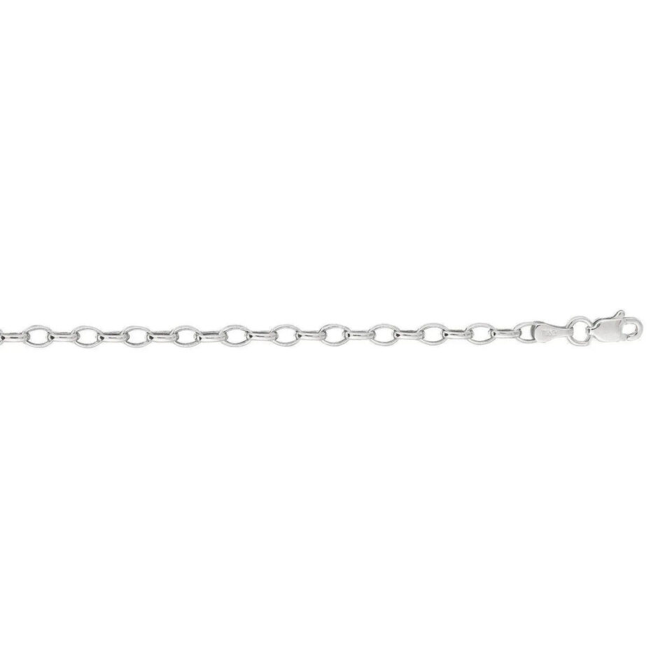 14K White Gold Rolo Oval Chain