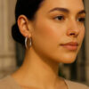 14K White Gold Polished Hoop Earrings 3x30mm
