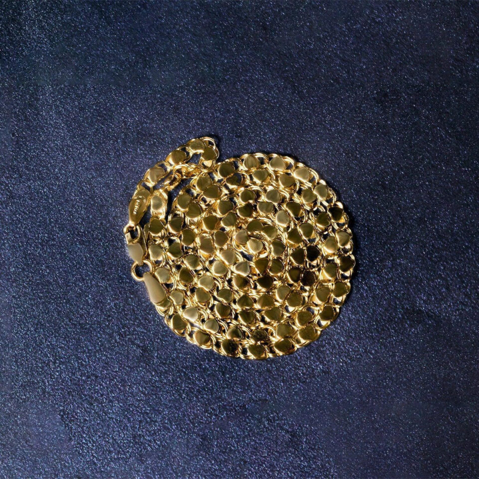 3.20mm heart chain in solid 14K yellow gold, view 6