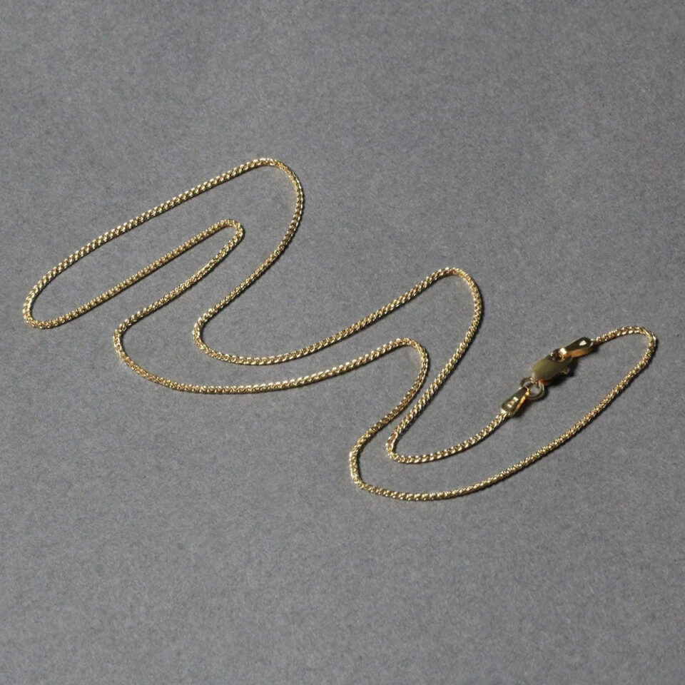 1 mm diamond-cut round wheat chain in solid 14K yellow gold, view 5