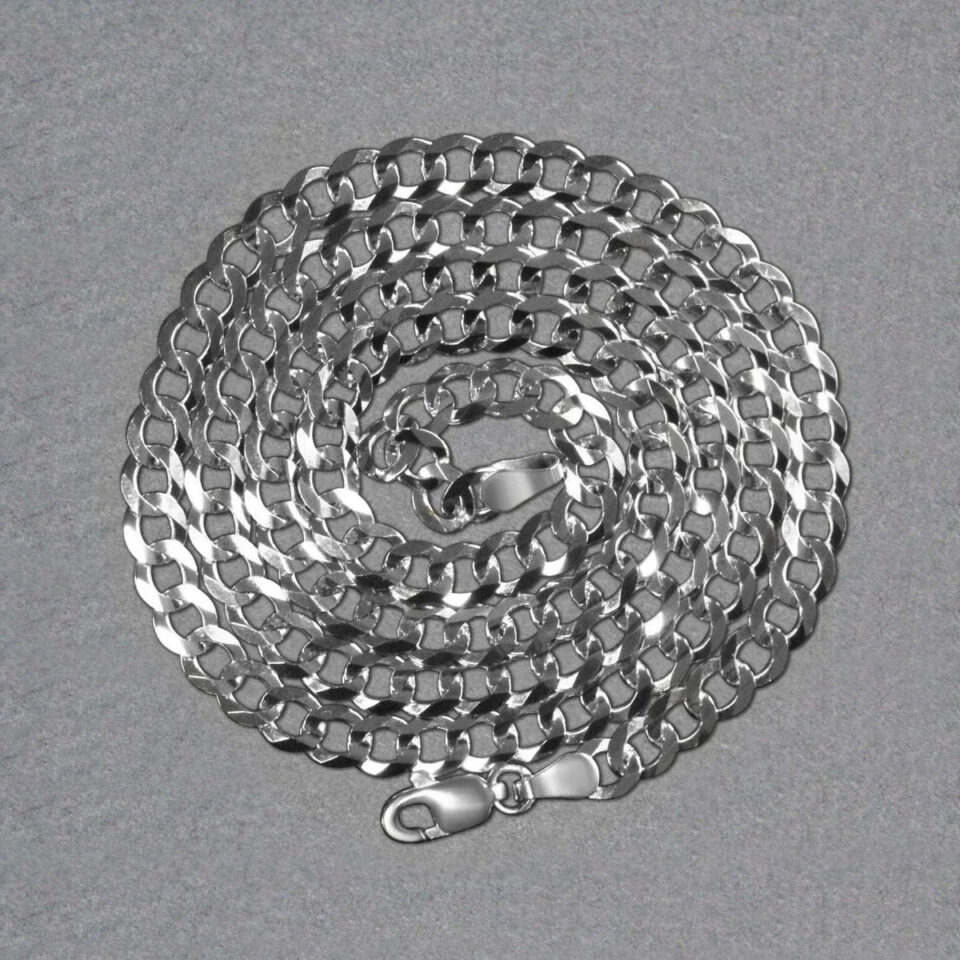 Sterling Silver, Rhodium Plated Curb Chain 4.70mm
