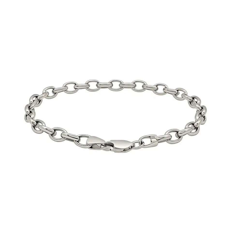 14K White Gold Rolo Oval Bracelet 4.60mm
