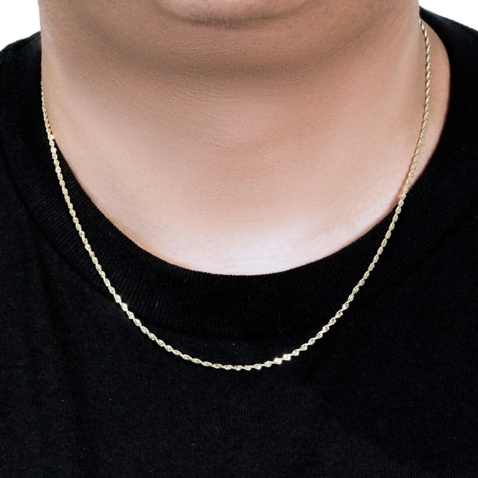 1.80mm rope chain in solid 10K yellow gold, view 11