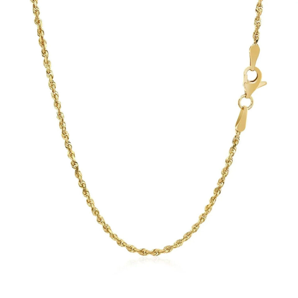 1.80mm rope chain in solid 10K yellow gold, view 3