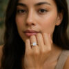 1.50 ct cushion lab-grown diamond ring in solid 10K yellow gold, view 2