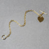 4.80mm heart bracelet in solid 14K yellow gold, view 5