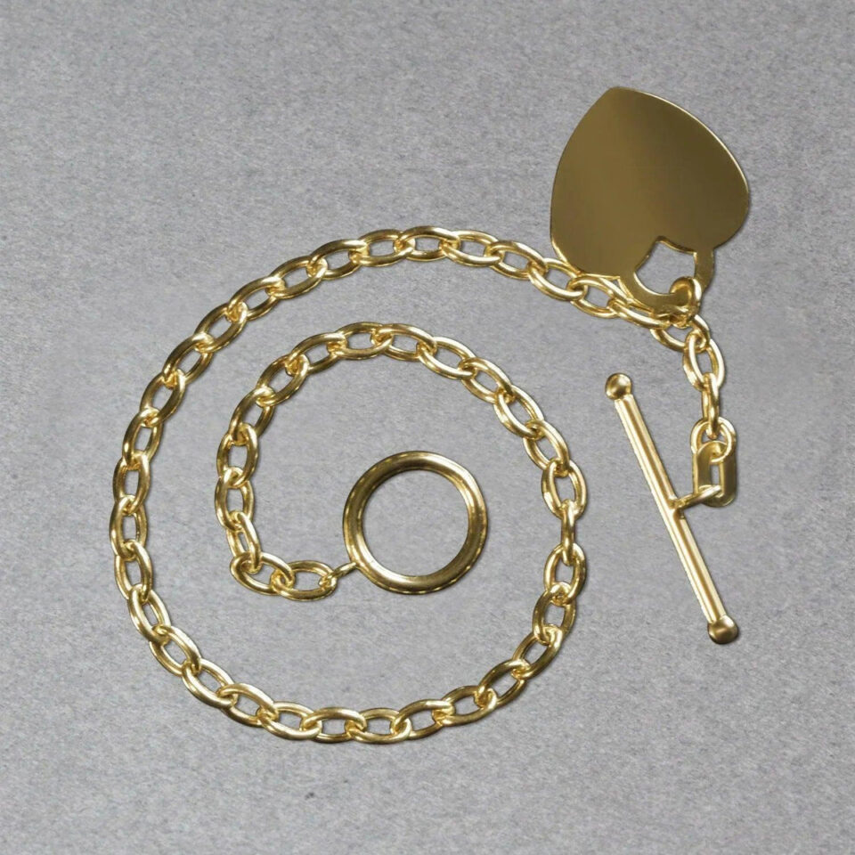 4.80mm heart bracelet in solid 14K yellow gold, view 6