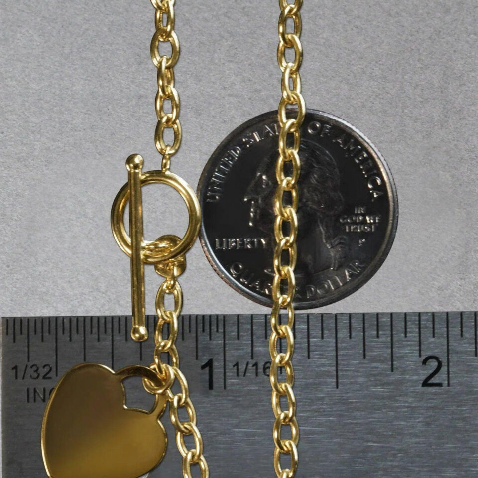 4.80mm heart bracelet in solid 14K yellow gold, view 7