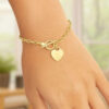 4.80mm heart bracelet in solid 14K yellow gold, view 8