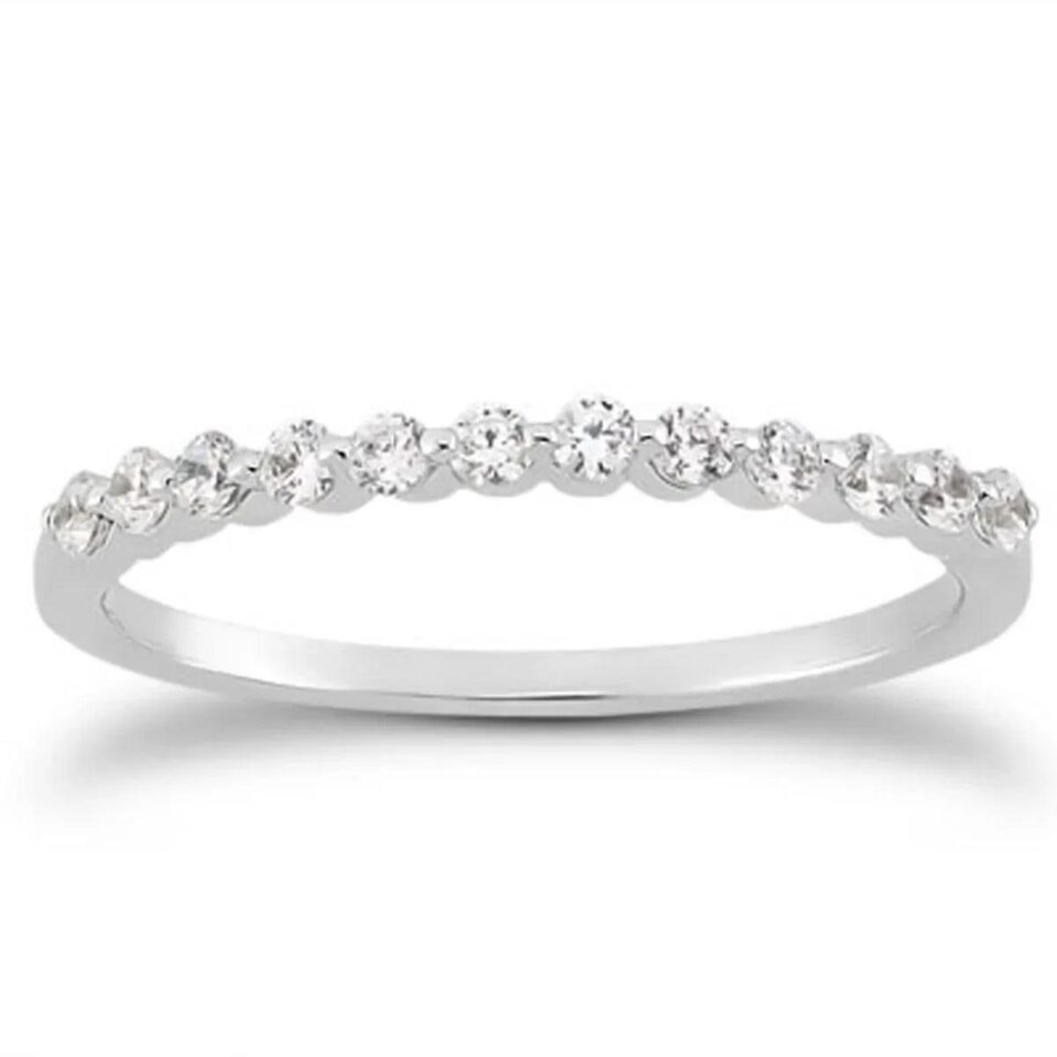 14K White Gold Lab-Grown Diamond Band Floating