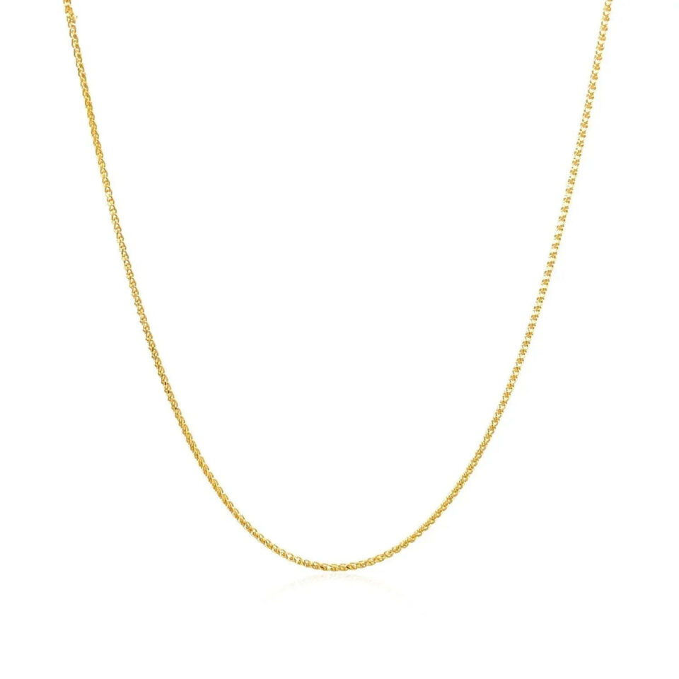 14K Yellow Gold Wheat Round Chain 0.60mm