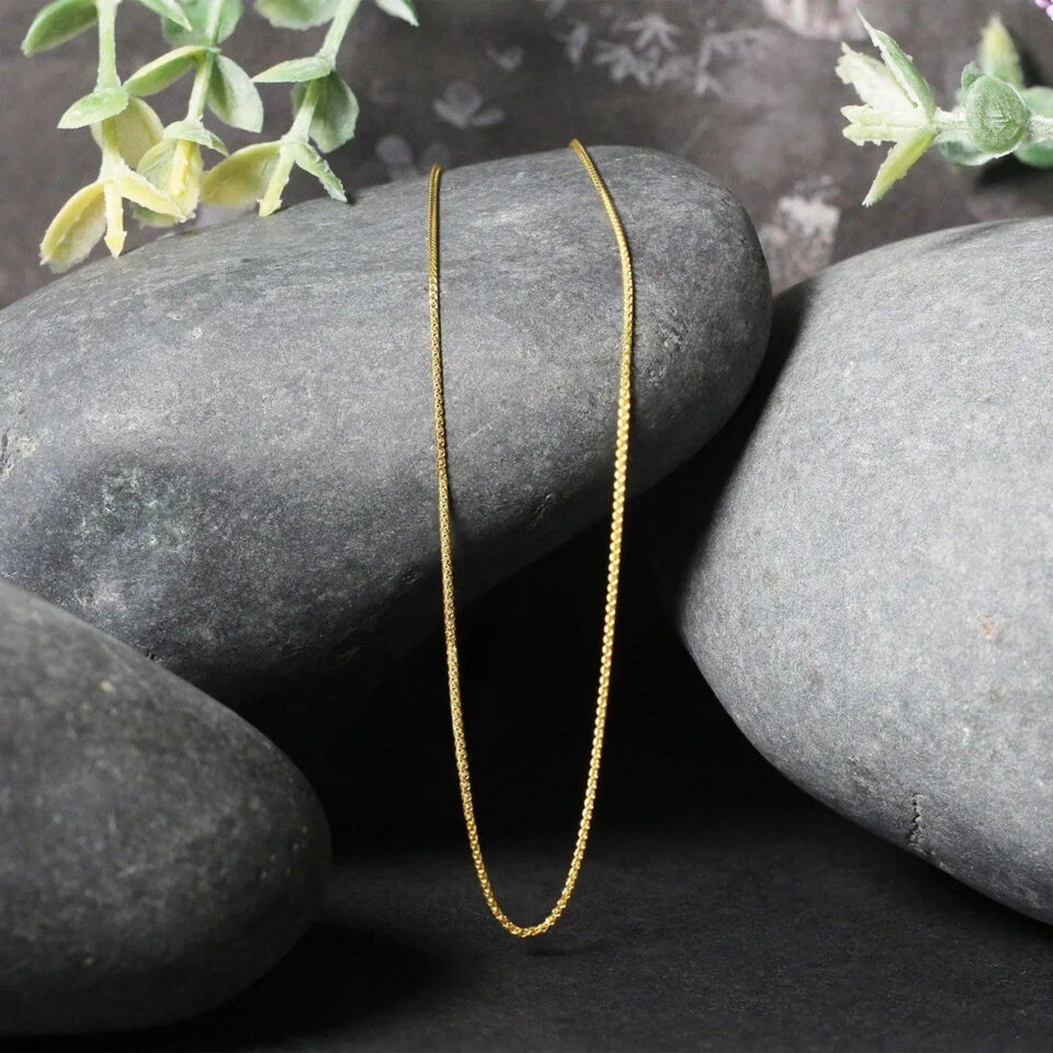 14K Yellow Gold Wheat Round Chain 0.60mm