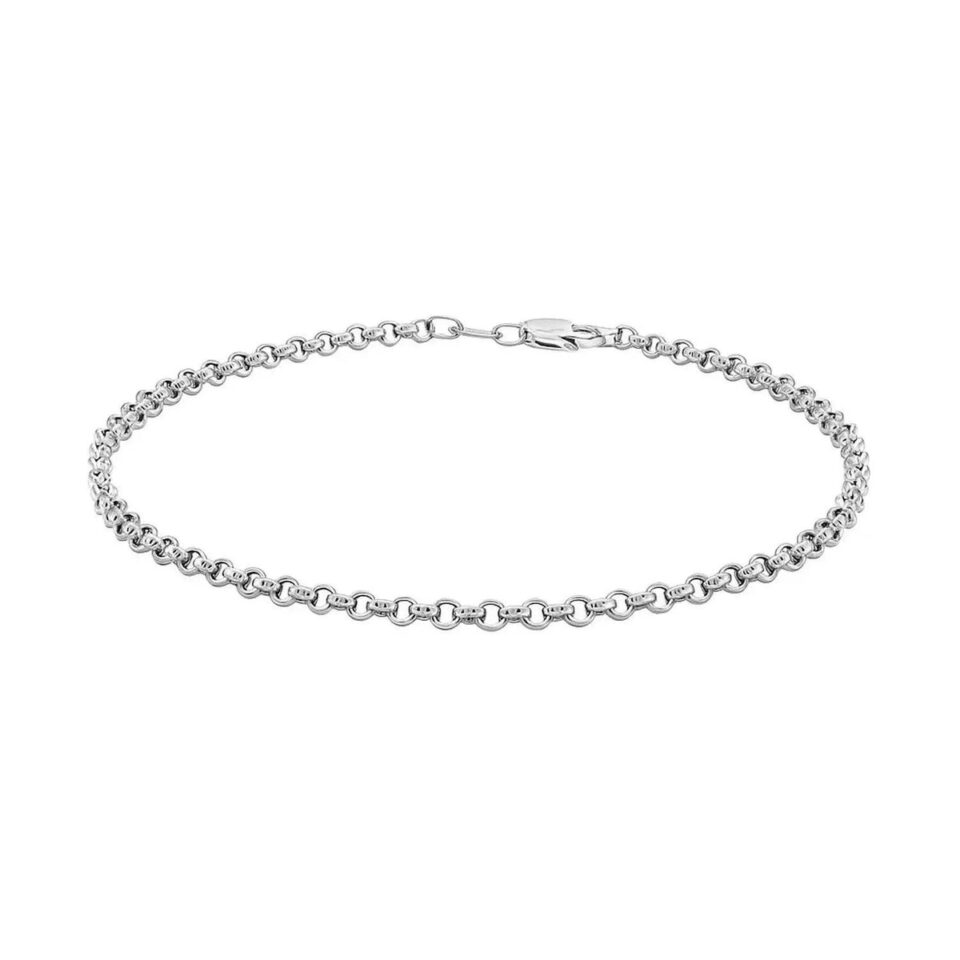 14K White Gold Rolo Bracelet