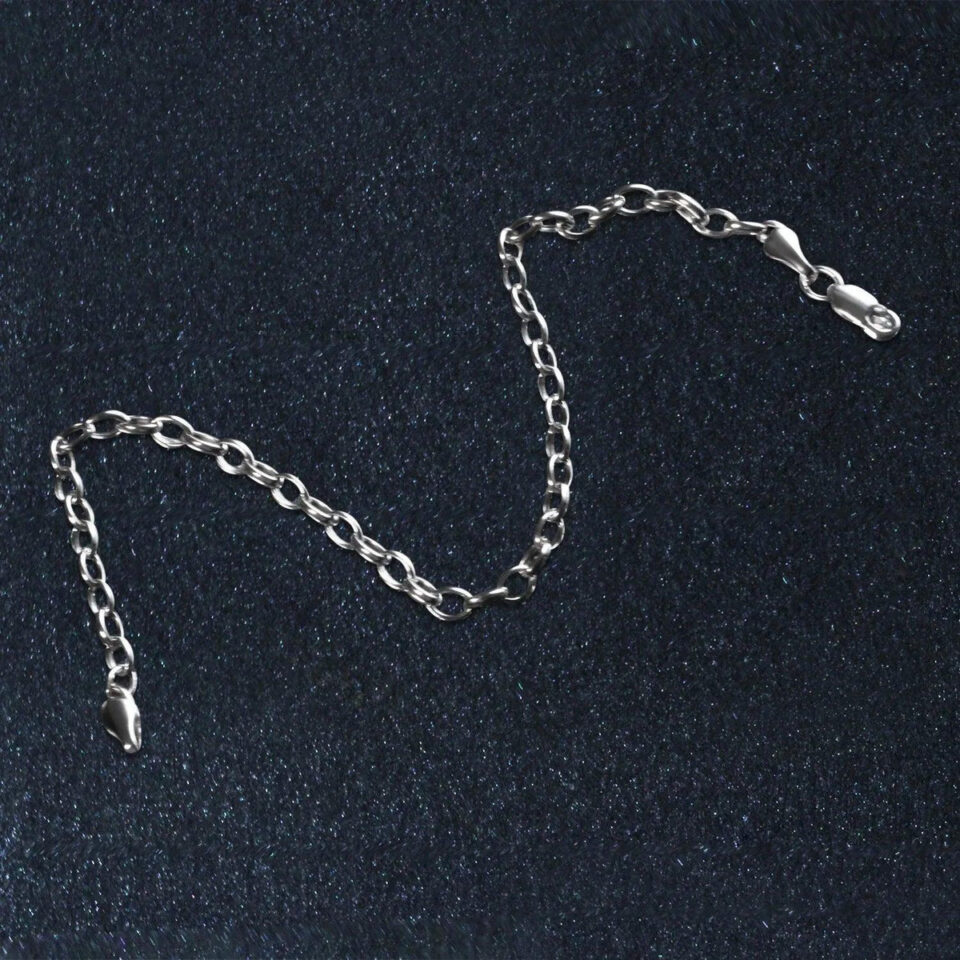14K White Gold Rolo Oval Bracelet