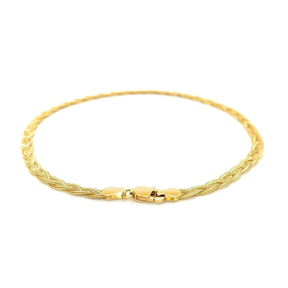 14K Yellow Gold Braided Anklet