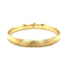 14K Yellow Gold Floral Carved Bangle, 8 mm