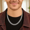 Sterling Silver, Rhodium Plated Curb Chain 7.90mm