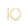 2x15mm hoop earrings in solid 14K tri-colour gold