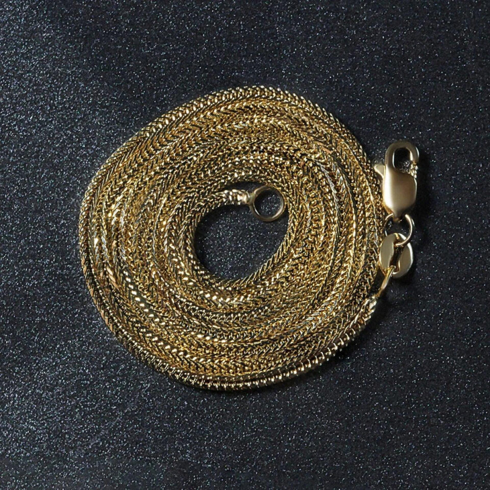 14K Yellow Gold Foxtail Chain, 1 mm