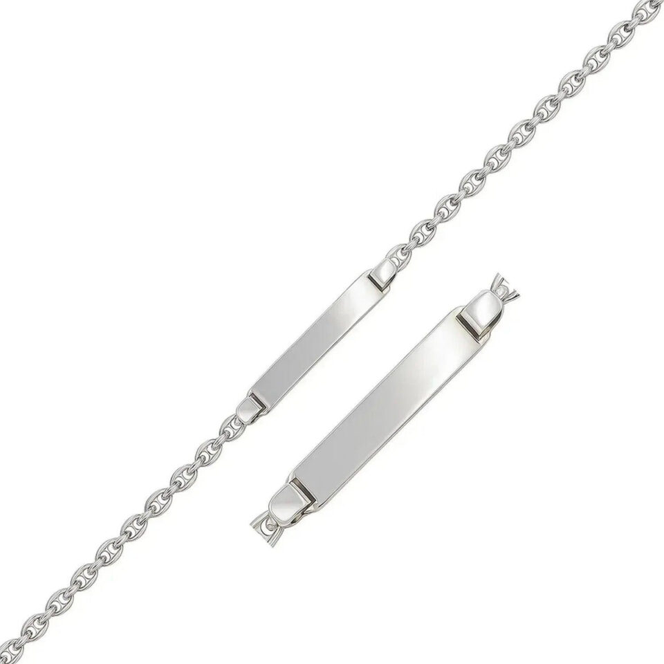 14K White Gold Figaro Bracelet 3.30mm