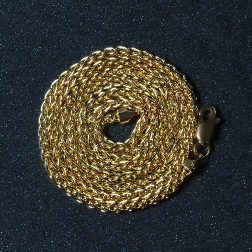 14K Yellow Gold Wheat Round Chain