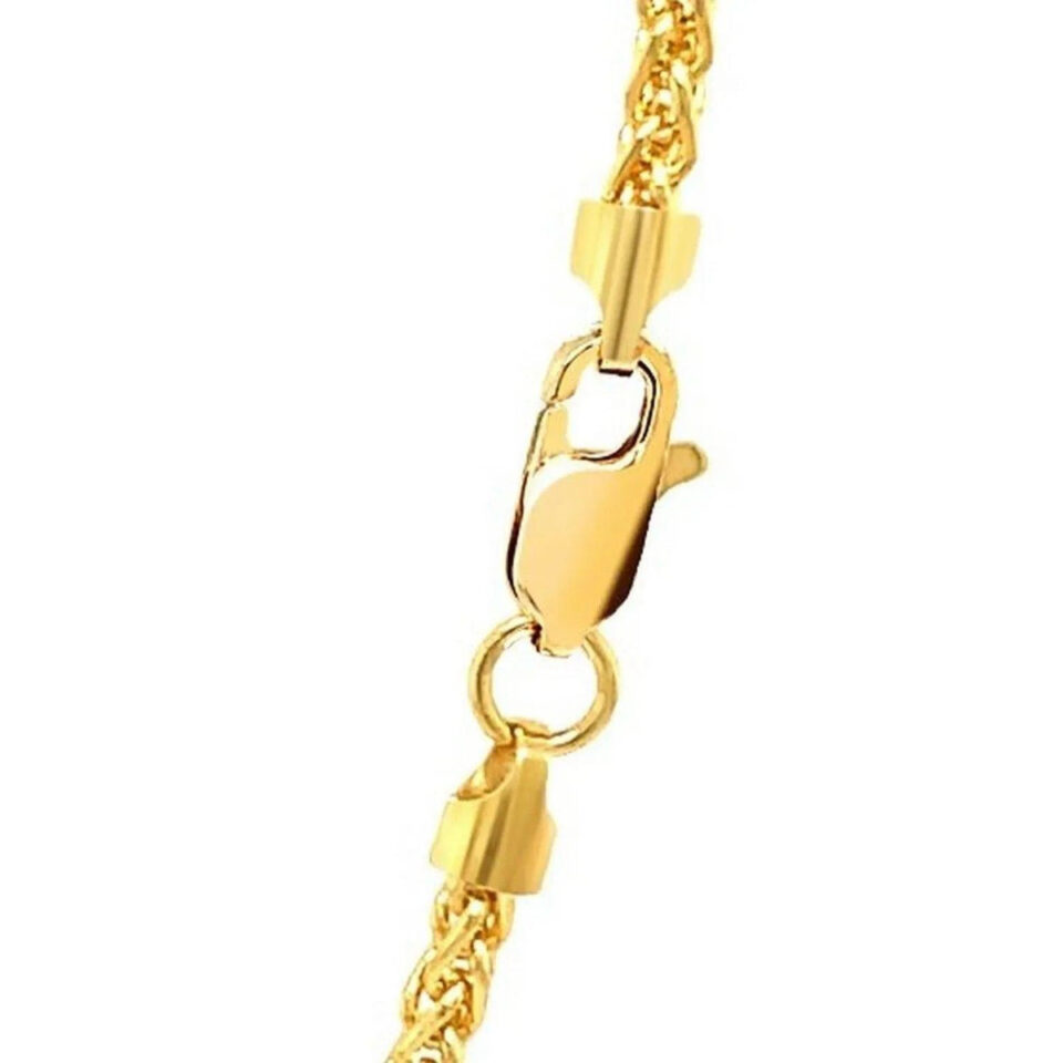 14K Yellow Gold Wheat Round Chain