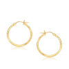 25 mm slender hoop diamond-cut earrings in solid 14K yellow gold