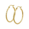 25 mm slender hoop diamond-cut earrings in solid 14K yellow gold, view 3