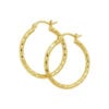 25 mm slender hoop diamond-cut earrings in solid 14K yellow gold, view 4