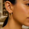 25 mm slender hoop diamond-cut earrings in solid 14K yellow gold, view 6