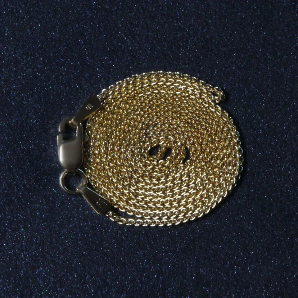 14K Yellow Gold Round Wheat Chain, 1 mm