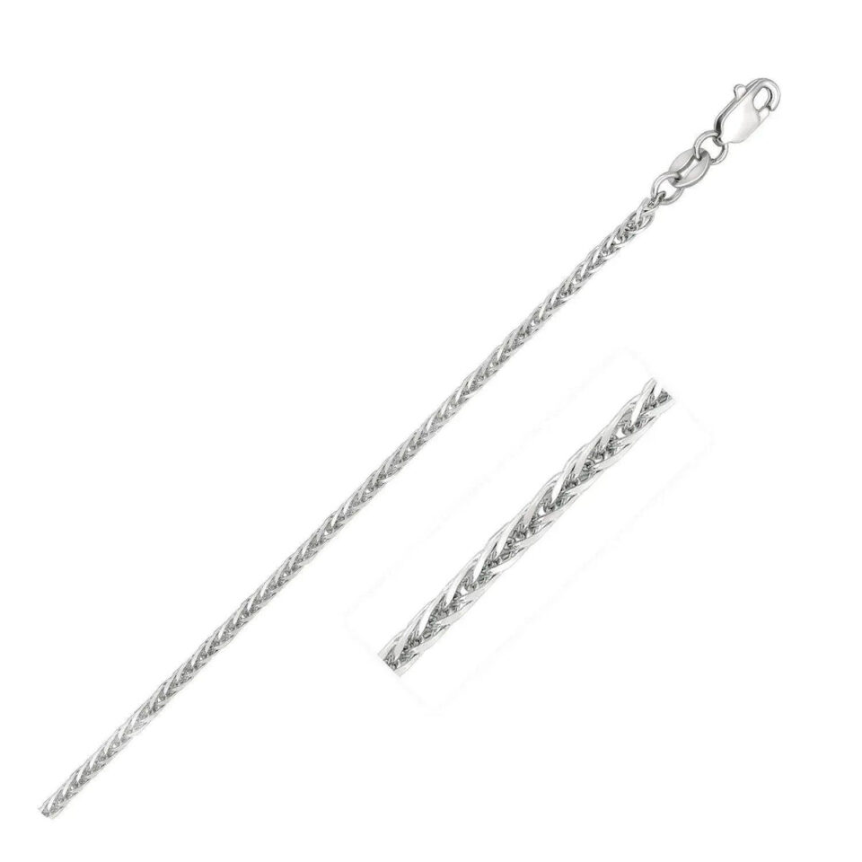 14K White Gold Wheat Chain