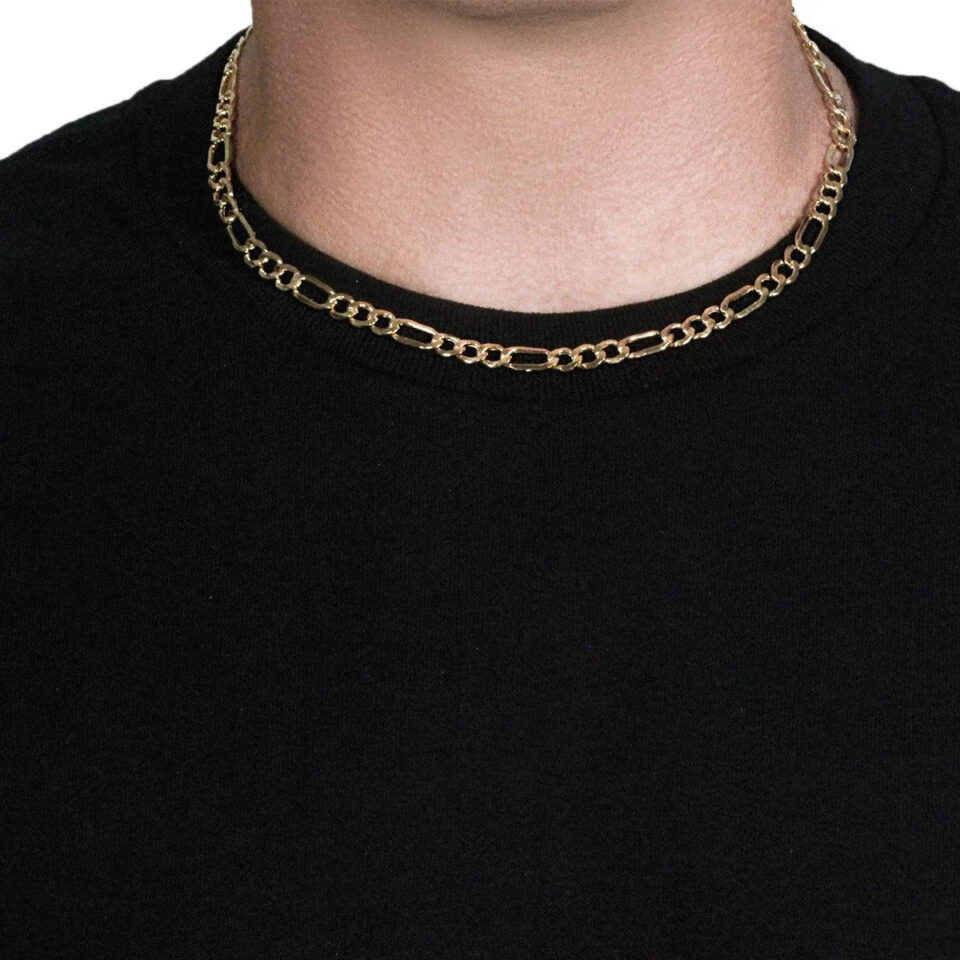 6.6 mm lite figaro chain in solid 10K yellow gold, view 11
