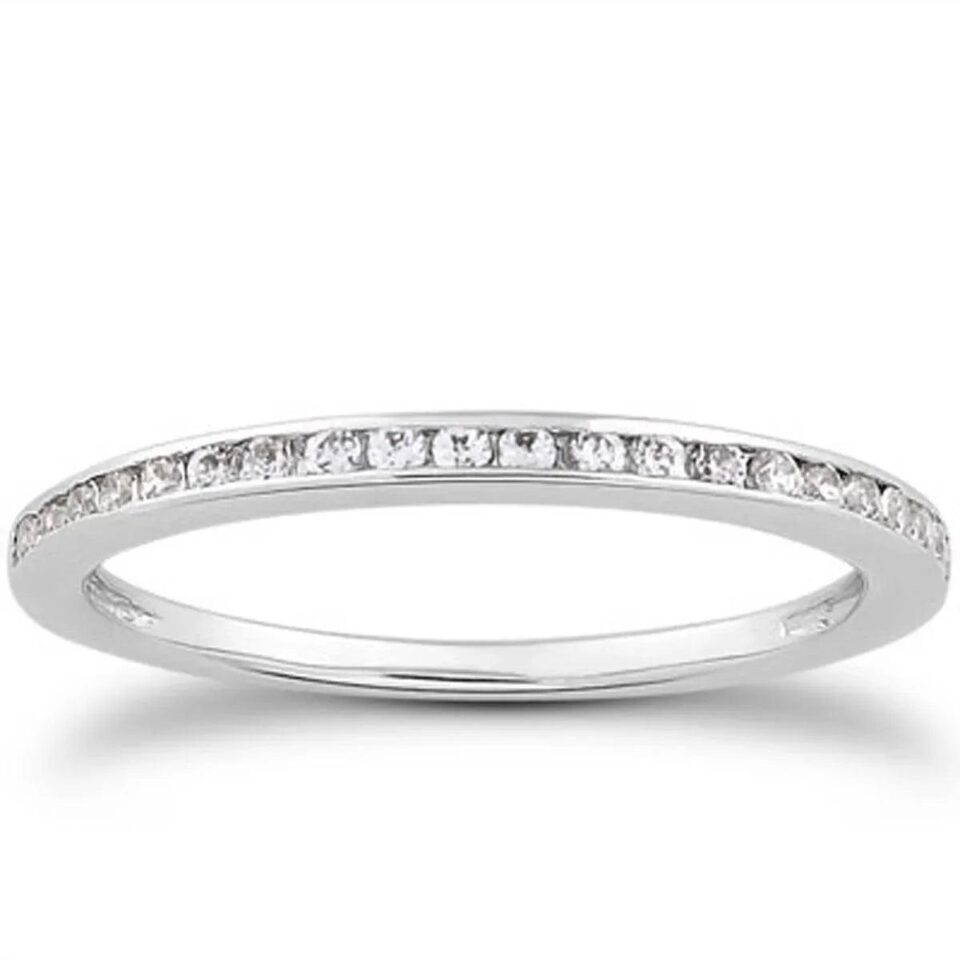 14K White Gold Lab-Grown Diamond Band Slim