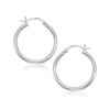 14K White Gold Polished Hoop Earrings 2x25mm