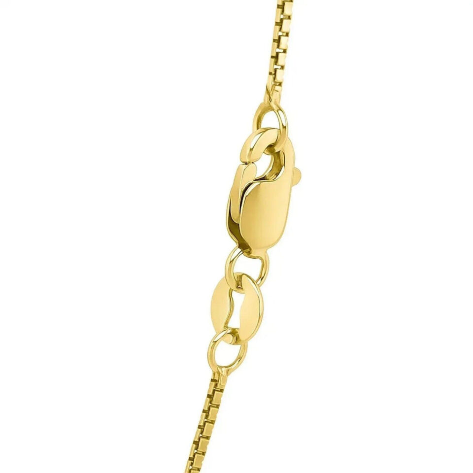 1 mm octagonal box chain in solid 14K yellow gold, view 4